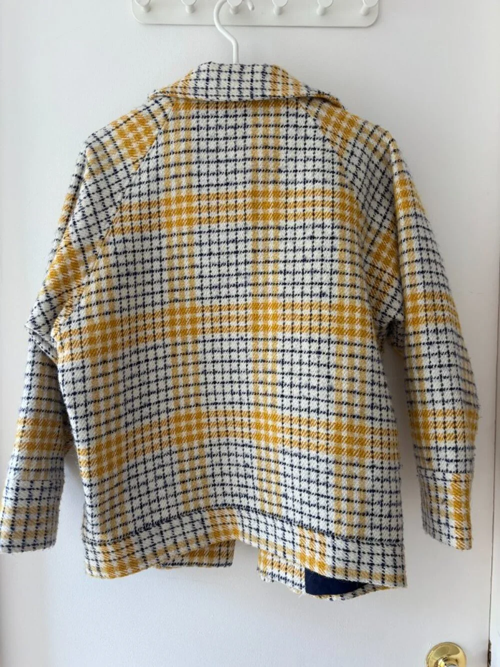FRNCH Paris Wool Blend Plaid Double-Breasted Coat Jacket - Picture 6 of 6